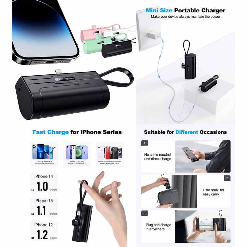 5,000mAh Portable Charger with Type-C/Phone Dual Charging Port