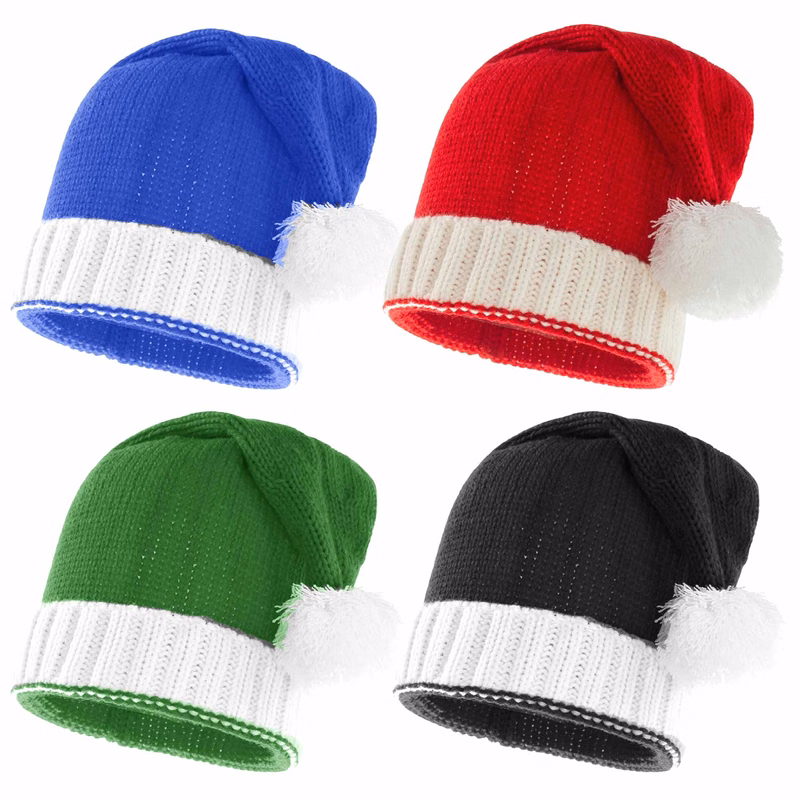 Parent-Child Pom Beanie Hat Santaa Crochet Hats