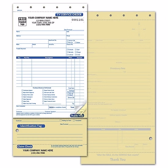 TV Service Orders, Carbonless