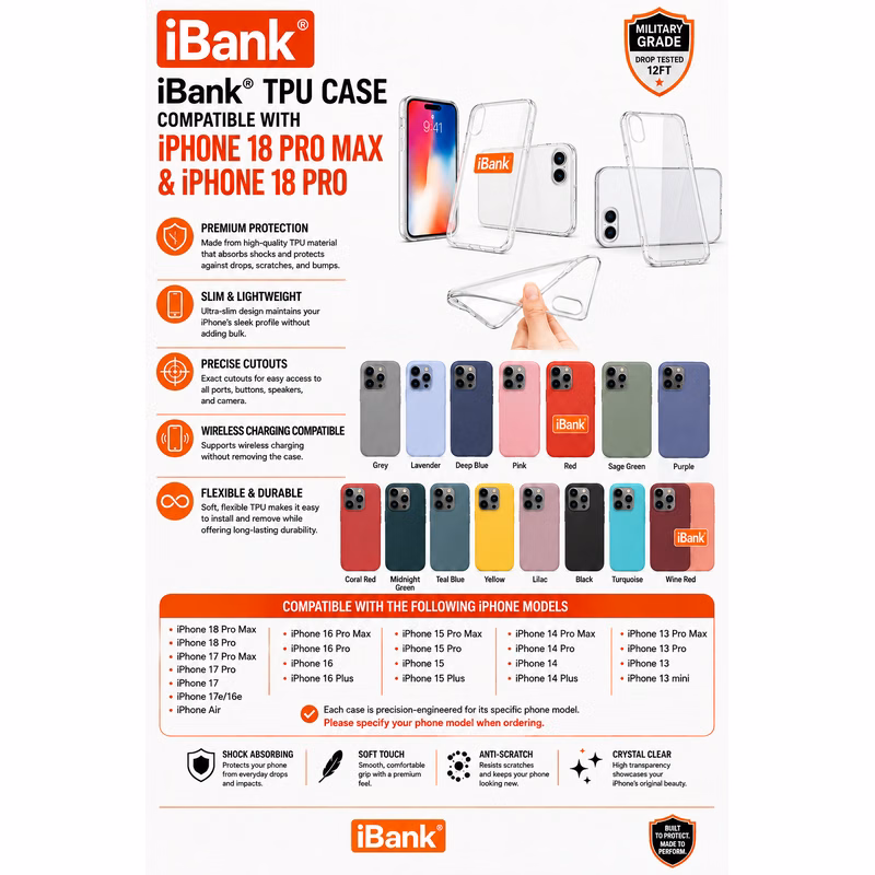iBank ® iPhone Silicone Case compatible with iPhone 17/16/15/14 Pro Max Air