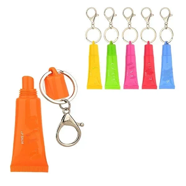 Custom 10g Metal Lobster Claw Lip Balm with Keychain Attachment — Wellness Promo 1