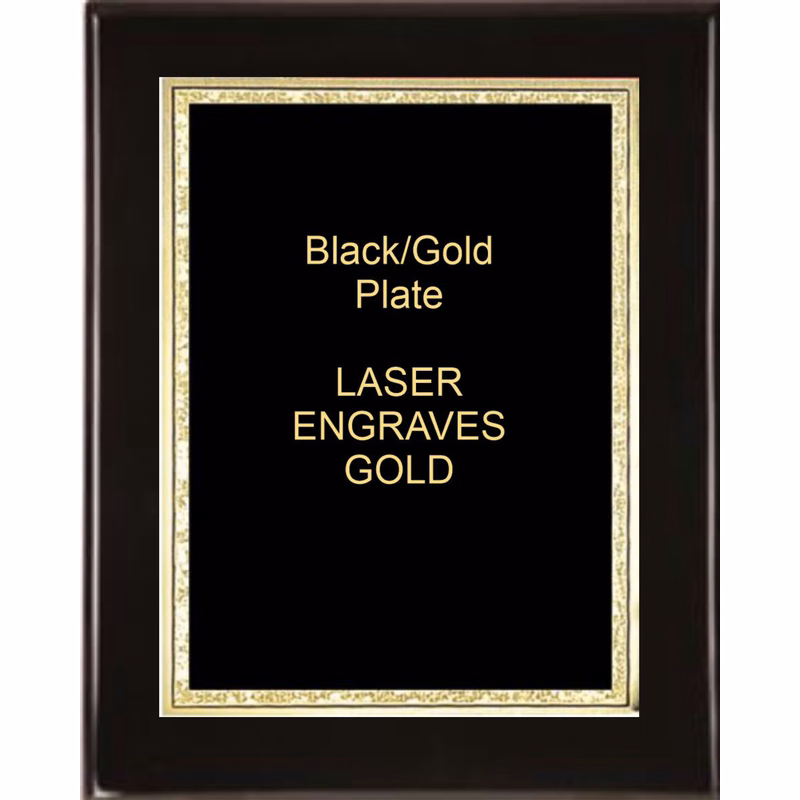 8" x 10" Black Premium Piano Finish Plaque with a Black Florentine Plate