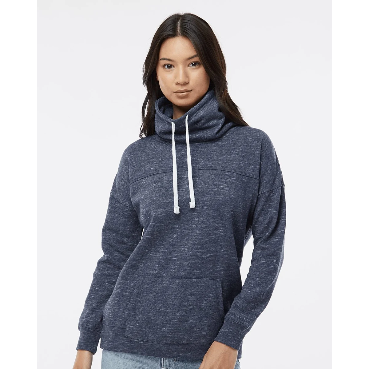 Women's Mélange Fleece Cowl Neck Sweatshirt - 8673 1