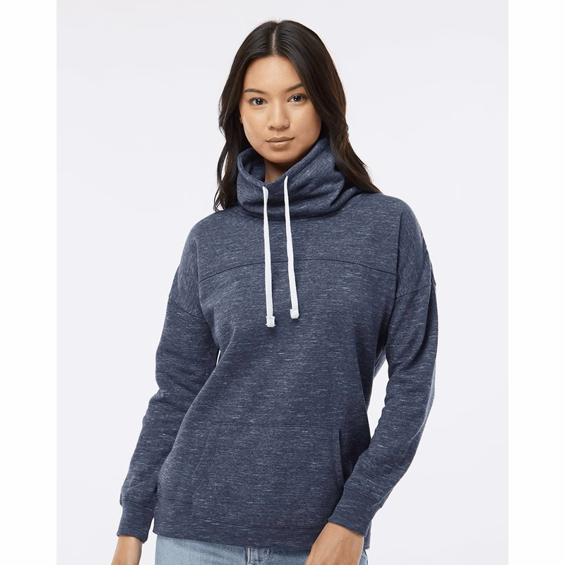 Women's Mélange Fleece Cowl Neck Sweatshirt - 8673