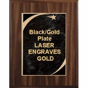 7" x 9" Classic Walnut Finish Plaque with a Black Victory Star Marble Plate
