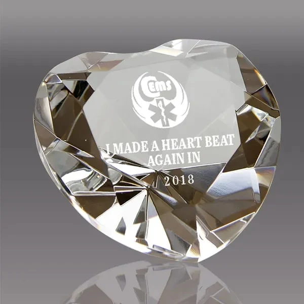 Personalized Crystal Heart Shaped Diamond Paperweight 1