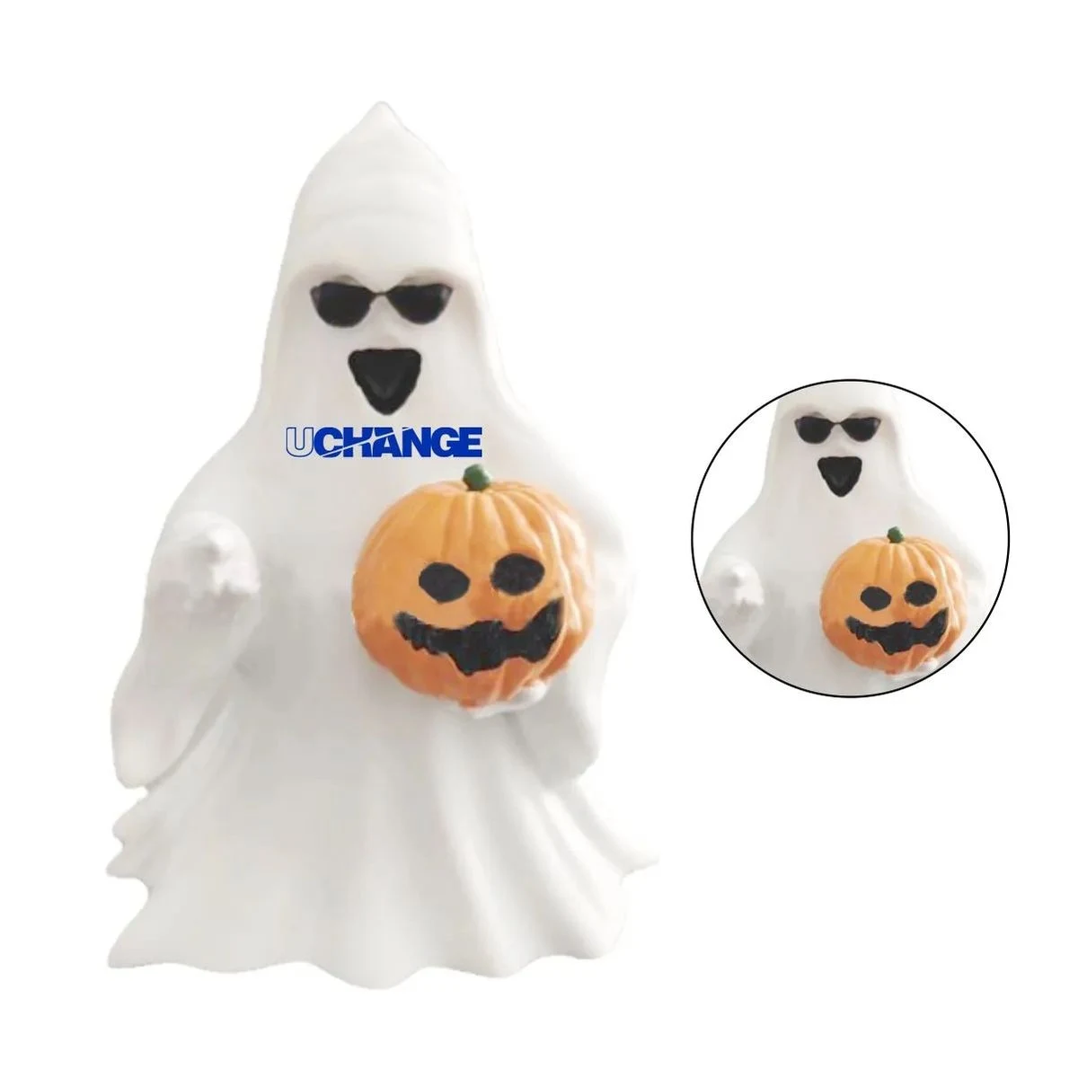 Mini Halloween Ghost Figurine With Pumpkin 1