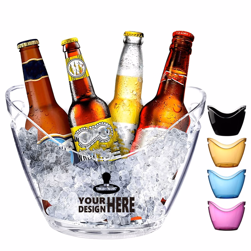 MOQ20 Large Acrylic Ice Bucket With Easy Carry Handles