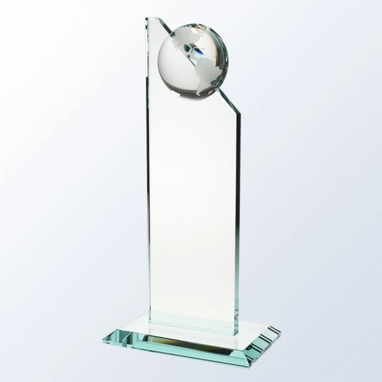 Jade Glass World Globe Pinnacle Optic Crystal Award - Large 1