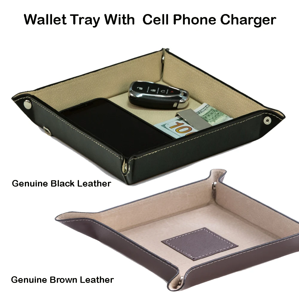 2 in 1 Deluxe Change/Wallet Tray with Wireless Cell Phone Charger 1