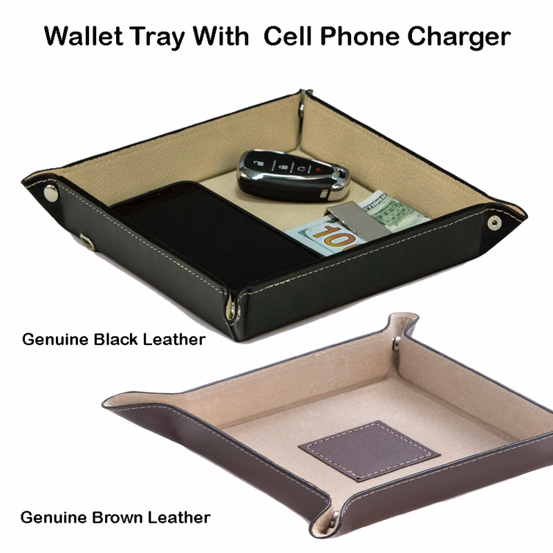 2 in 1 Deluxe Change/Wallet Tray with Wireless Cell Phone Charger