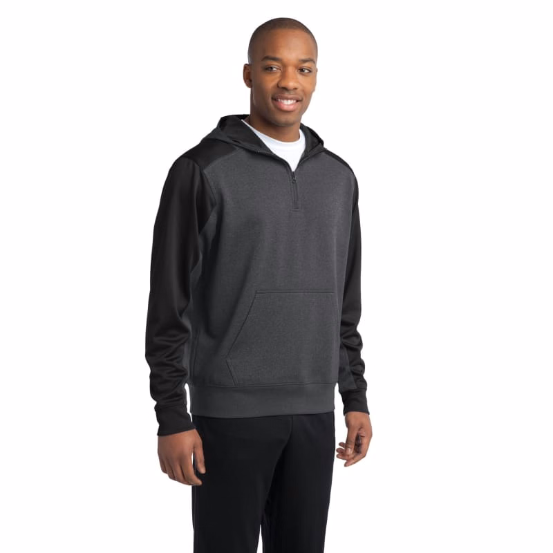 Sport-Tek Tech Fleece Colorblock 1/4-Zip Hooded Sweatshirt.