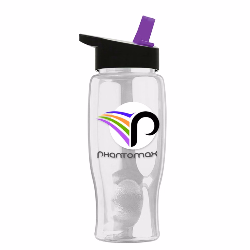 Poly-pure - 27 oz. Transparent Bottle with Flip Straw and Digital Imprint