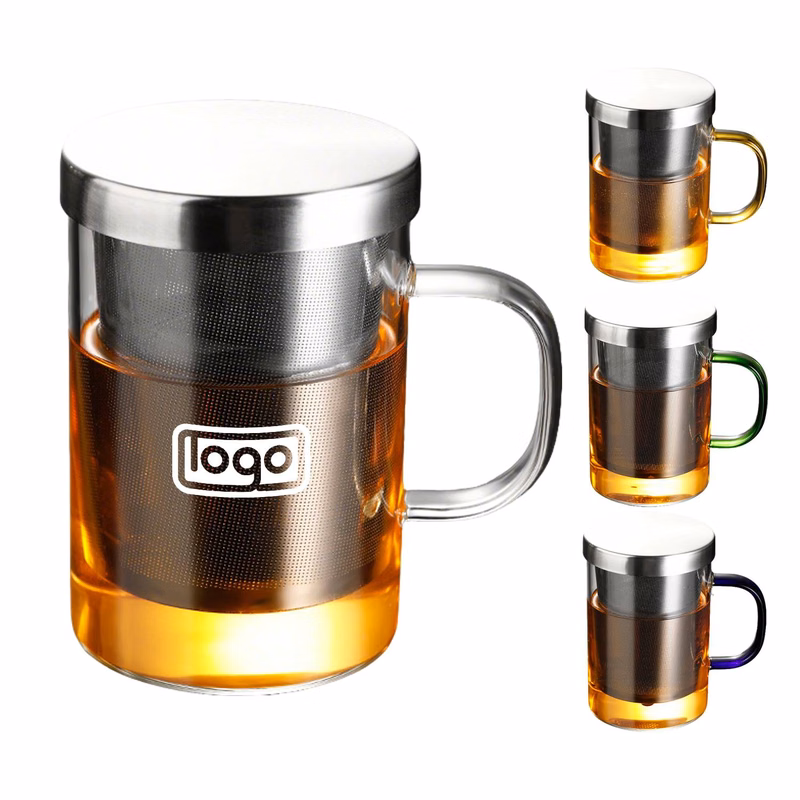 14oz Borosilicate Glass Tea Cup w/ Detachable Infuser