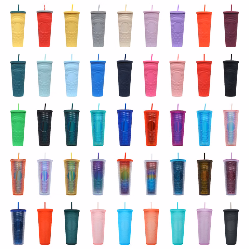 24oz Plastic Tumbler w/Straw
