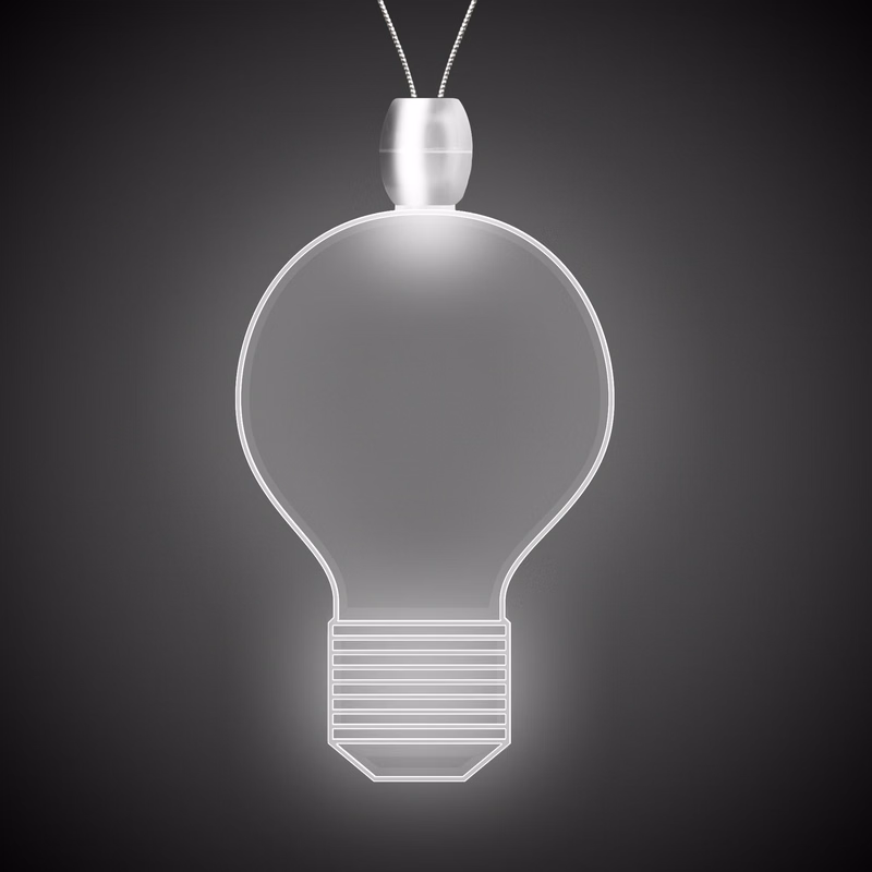Light Bulb White Light-Up LED Acrylic Pendant Necklace