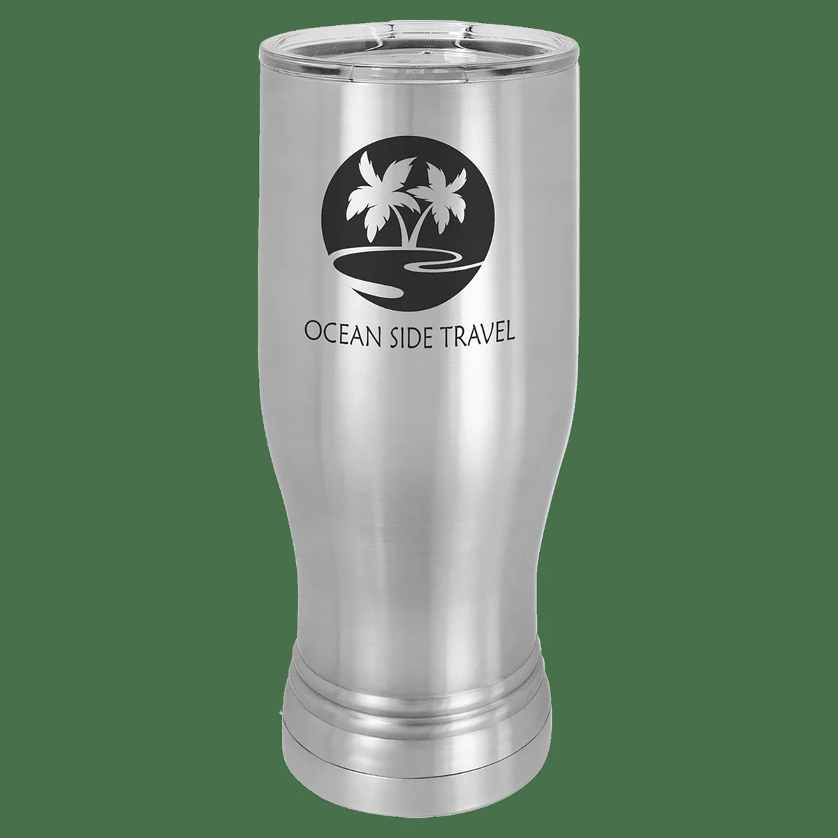 20 oz. Stainless Steel Laser Engraved Polar Camel Pilsner Tumbler w/Clear Lid 1