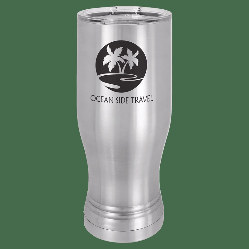 20 oz. Stainless Steel Laser Engraved Polar Camel Pilsner Tumbler w/Clear Lid