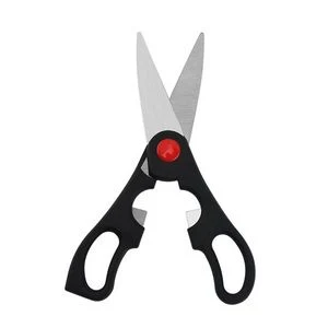 Ergonomic Black Kitchen Scissors With Walnut Cracker Handle 1