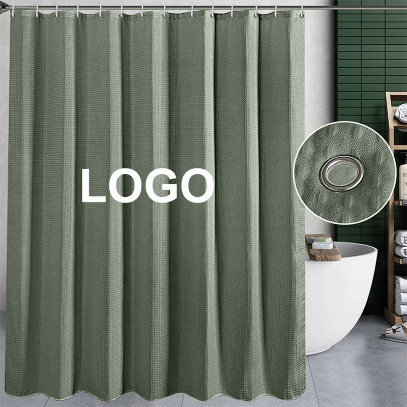 Pure Color Waffle Weave Shower Curtain