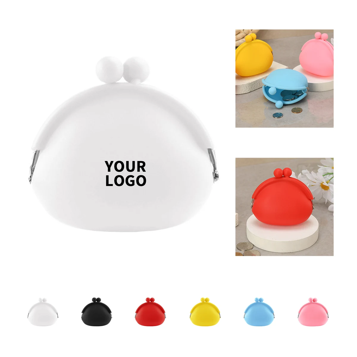 Food Grade Silicone Coin Case With Kiss Lock 3.66" x 3.54" 1