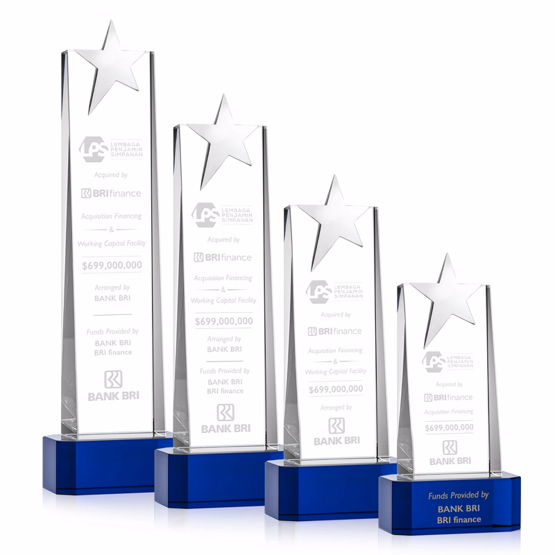 Fanshaw Silver Star Award on Base - Blue