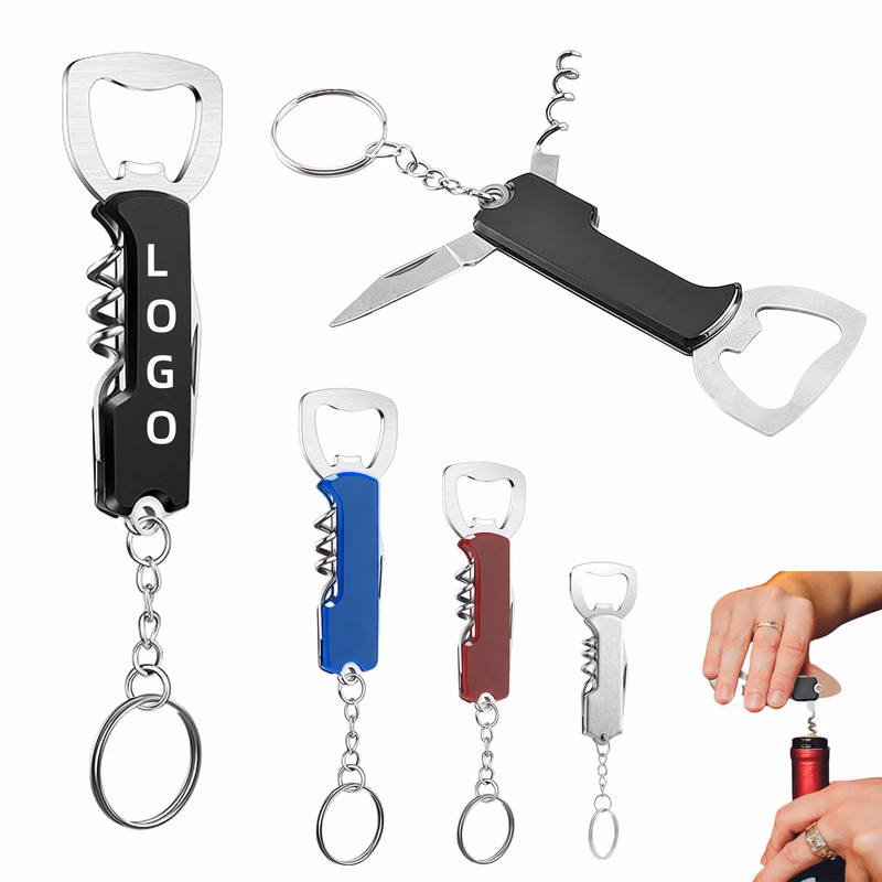 MOQ Multifunctional Bottle Opener Keychain for Beer, Wine