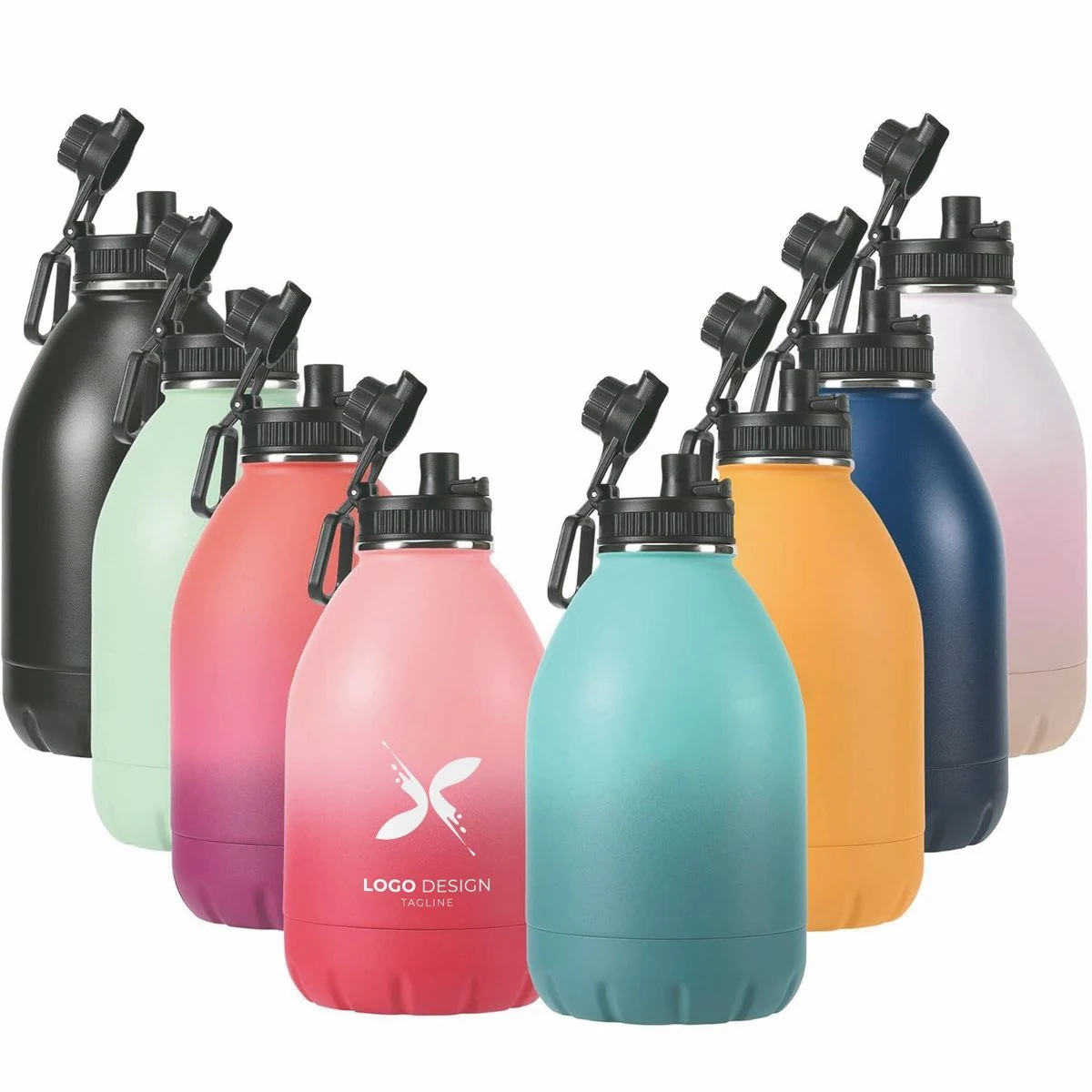 64oz Insulated Water Bottles | Stainless Steel for Hot & Cold Drinks | Double Vacuum Walled Gym, custom water bottle with logo imprint 1