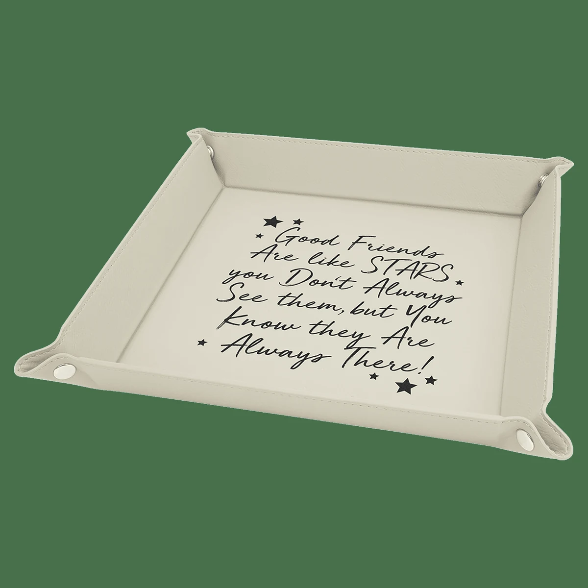 9" x 9" White/Black Leatherette Snap Up Tray with Silver Snaps 1