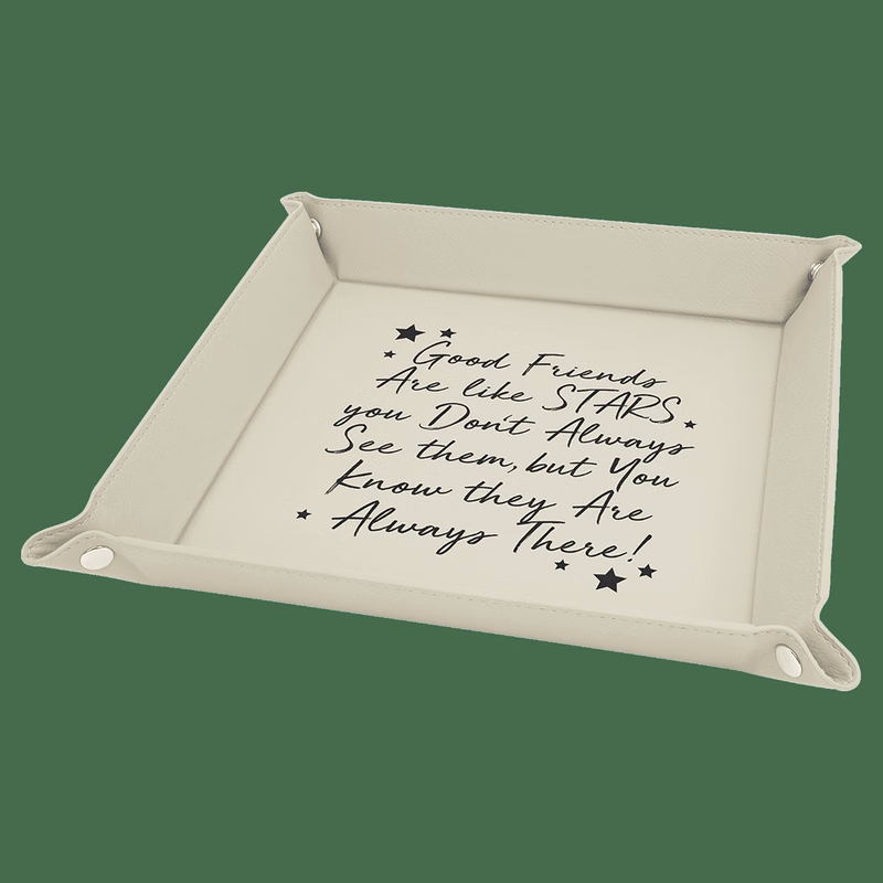 9" x 9" White/Black Leatherette Snap Up Tray with Silver Snaps