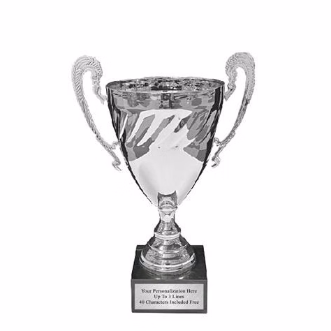 Cup Trophy: 15" PREMIER style SILVER Metal cup pla