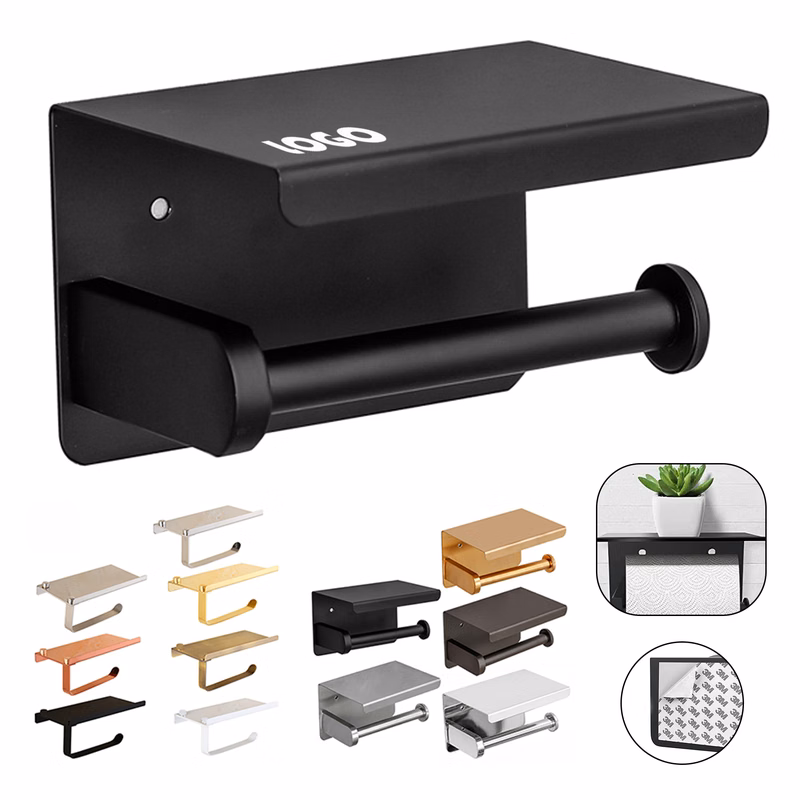 Stainless Steel Toilet Paper Roll Holder With Shelf