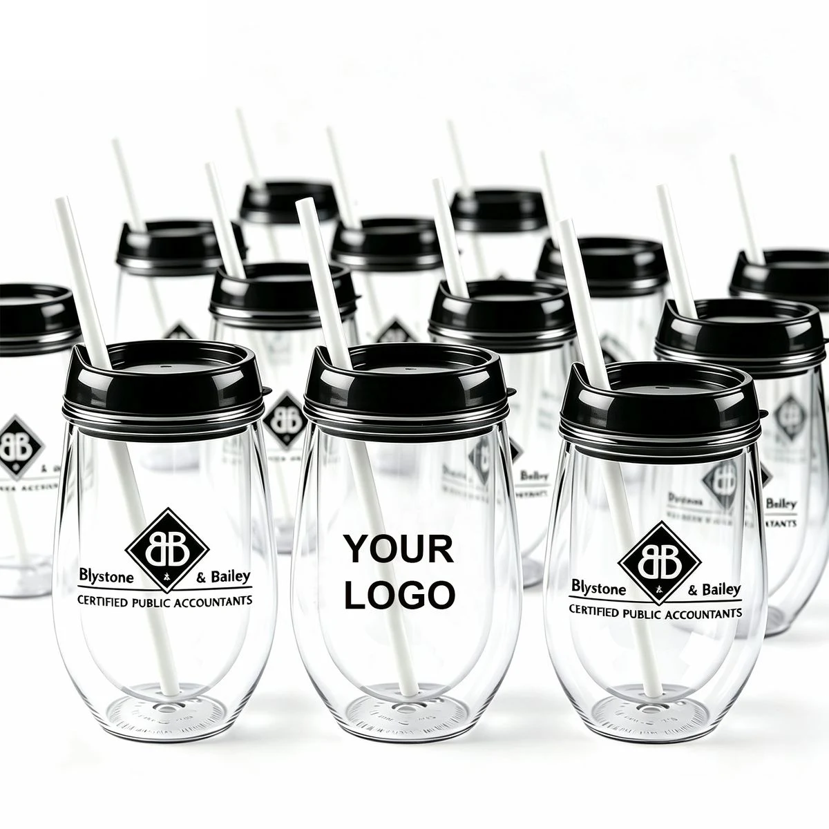 Double Wall Egg Shape Plastic Tumbler with Lid and Straw 1