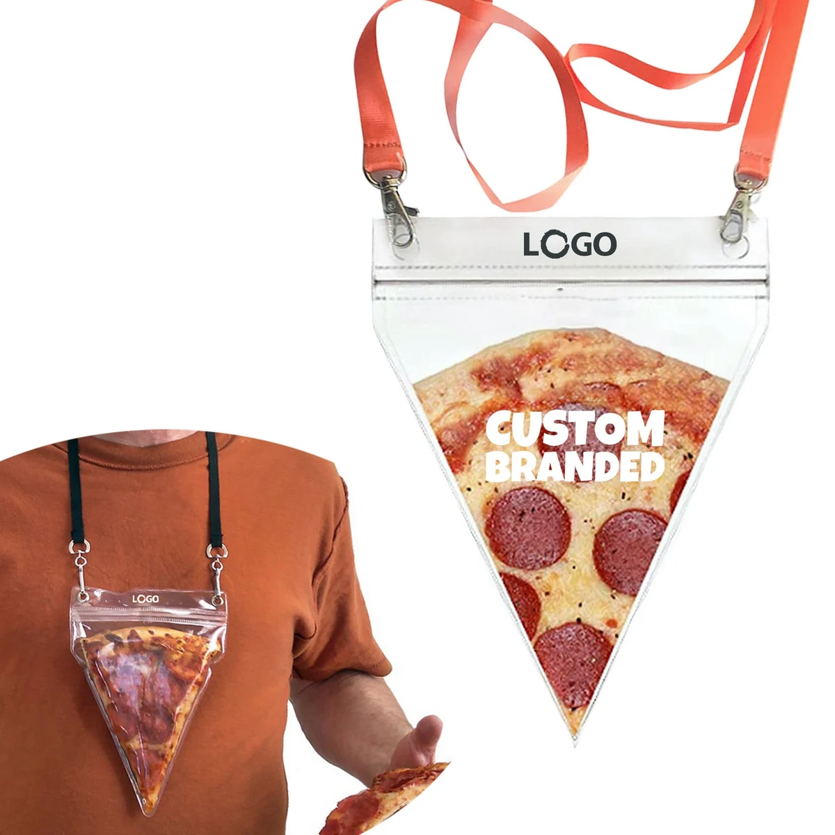 Portable Transparent Pizza Pouch Necklace 1