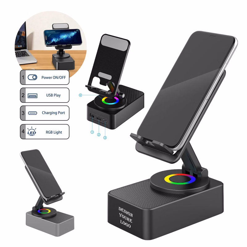 LED Phone Holder with Wireless Bluetooth Speaker