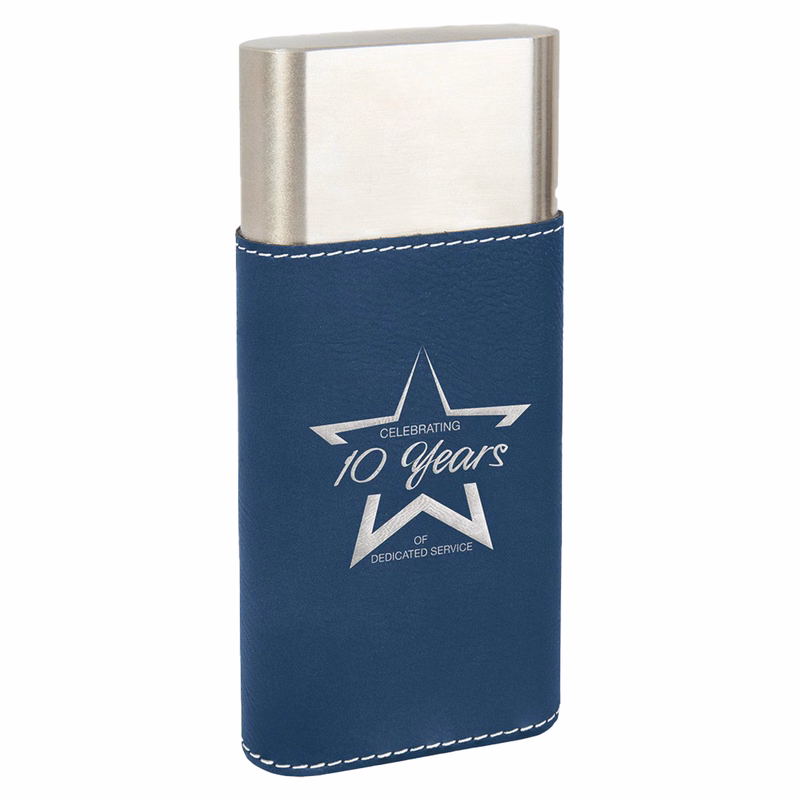 Blue/Silver Leatherette Cigar Case w/ Cutter