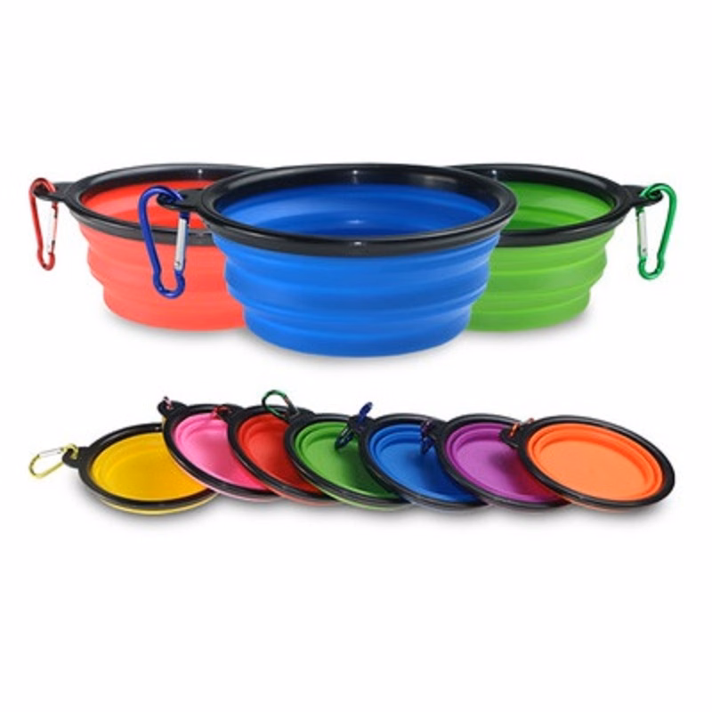 Folding Collapsible Pet Bowl w/Carabiner