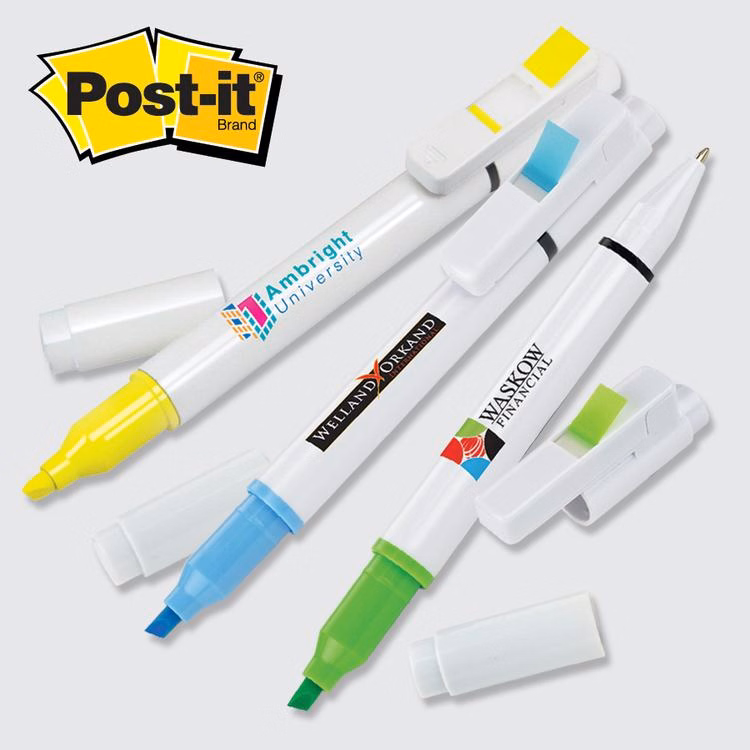 Post-it® Custom Printed Flag+ Pen and Highlighter Combo -