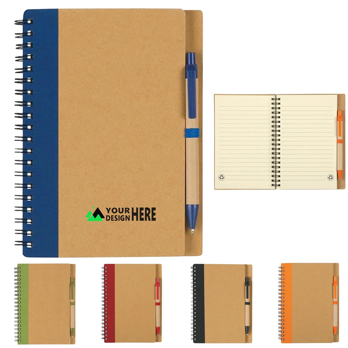 Customized Cowhide Spiral Notebook Set with Ballpoint Pen 1