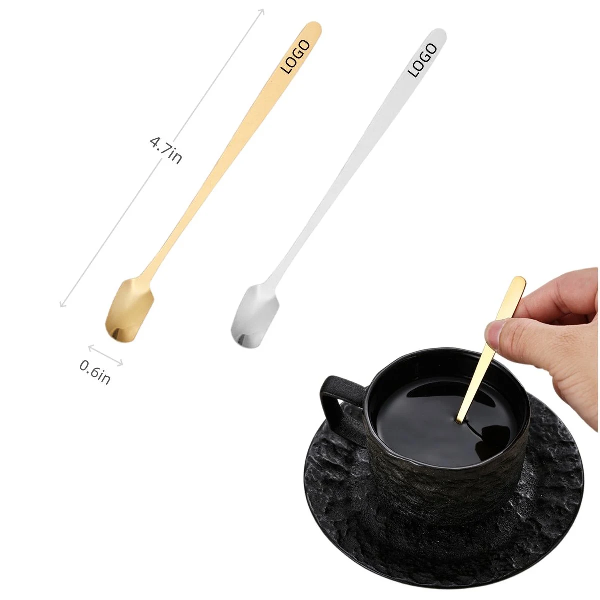 Customizable Stainless Steel Square-Head Spoons 1