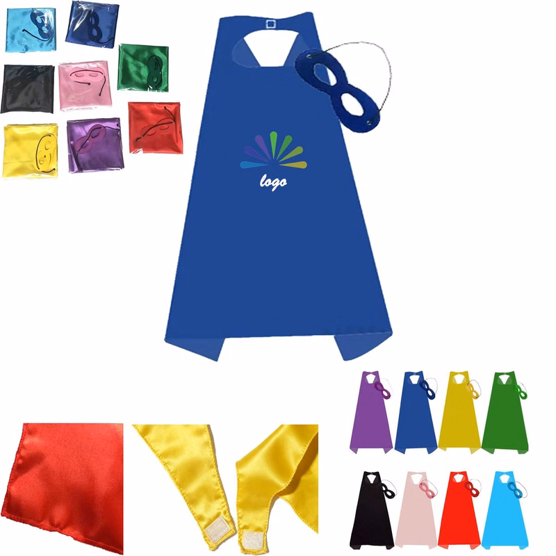 Kids Solid Superhero Cape With Mask Custom Logo