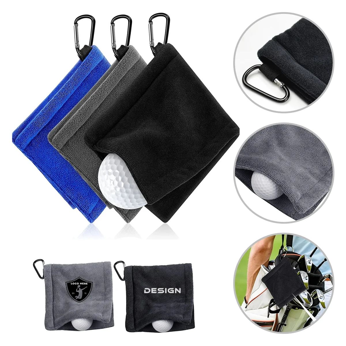 Portable Carabiner Golf Towel 1
