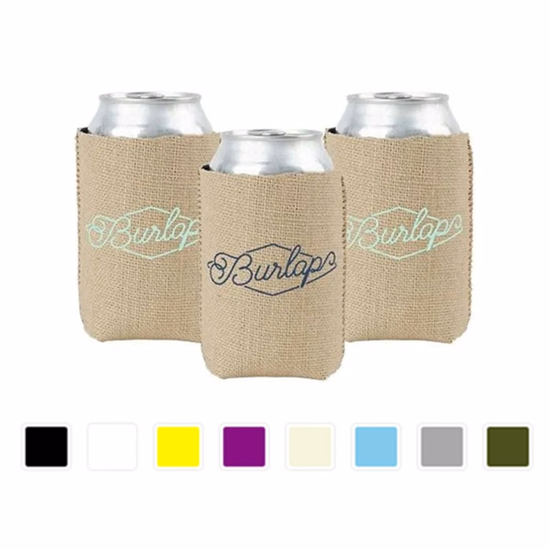 Burlap Neoprene Stubby Can Coolie