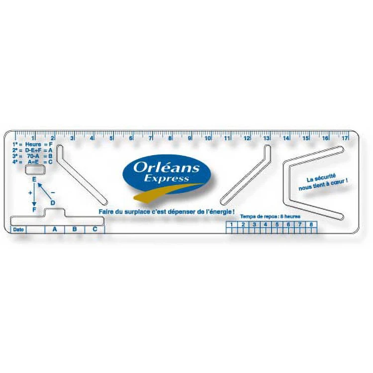 .020 Clear Plastic Logbook Ruler, Stock Shape LBR2 ((2.13"x7.13"), Spot Colour 1
