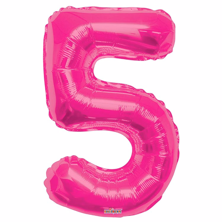 Mylar Number 5 Balloons - Pink 34"