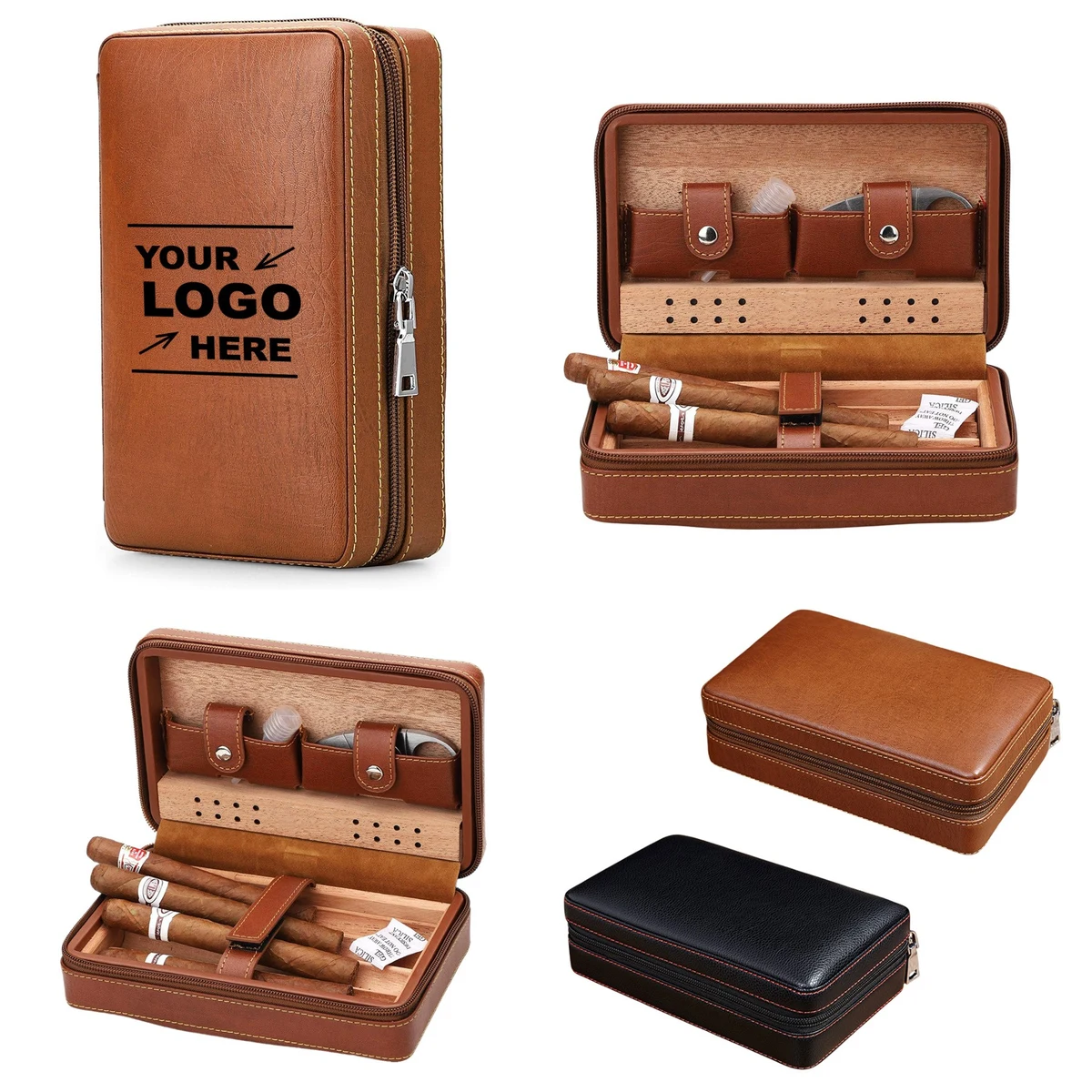 Luxurious Leather Cigar Case with Wooden Lining 1