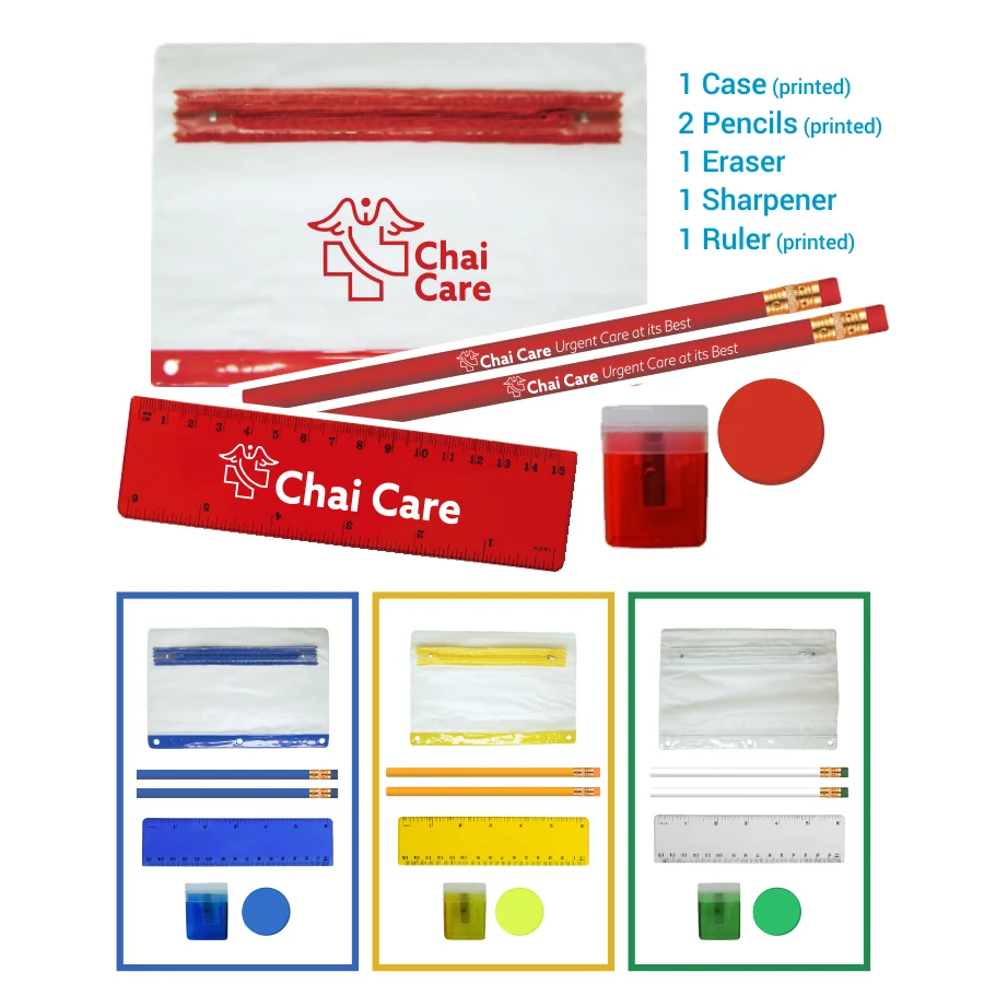 School Kit - Eco Pencils - Sharpener - Ruler - Round Eraser 1