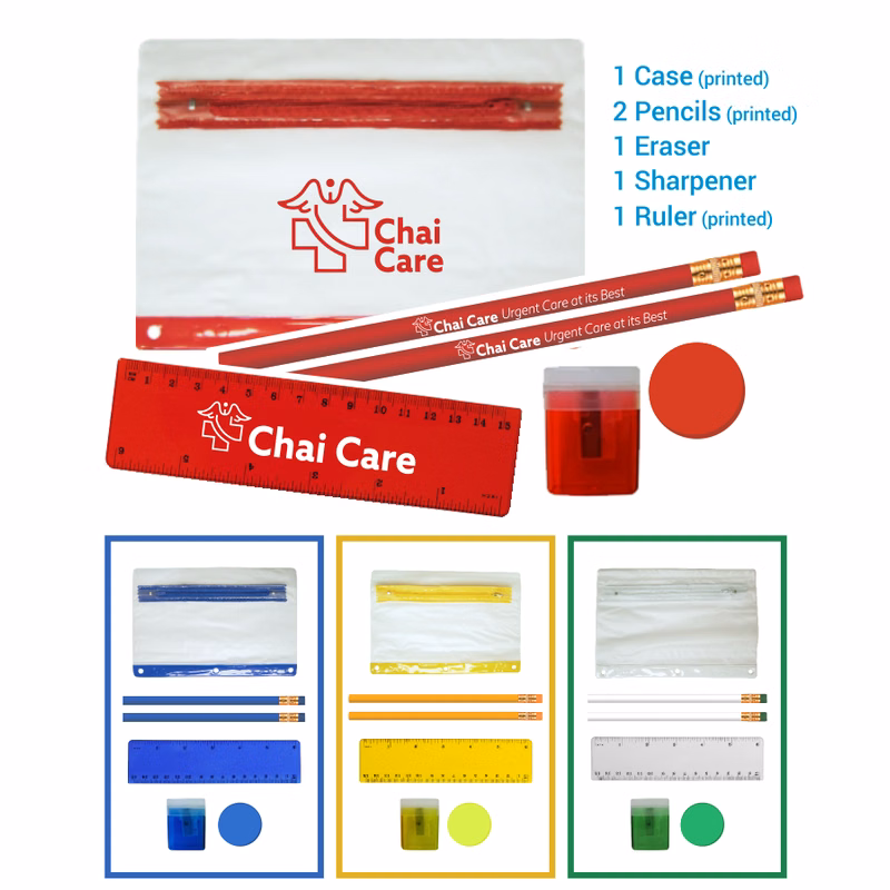 School Kit - Eco Pencils - Sharpener - Ruler - Round Eraser