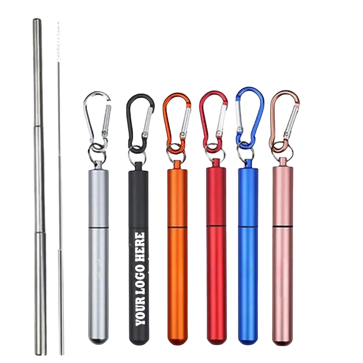 304 Stainless Steel Collapsible Straw Set 1