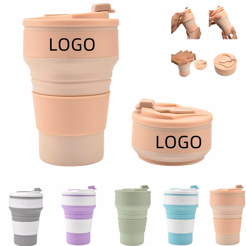 11oz Silicone Folding Cup Water Bottle For Camping Travel